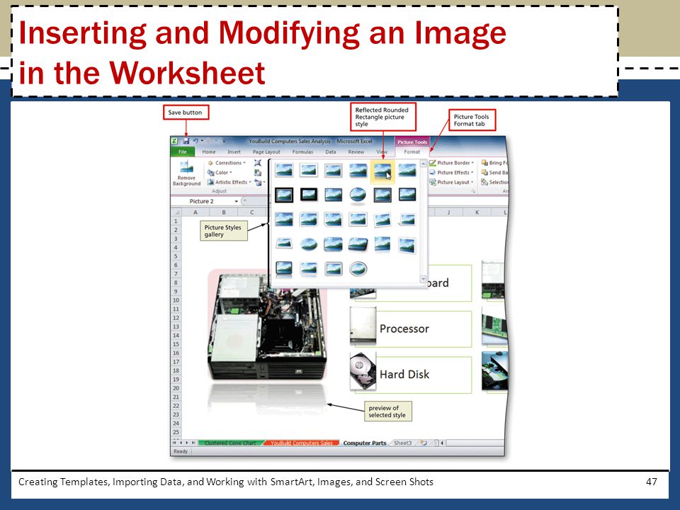 Inserting and Modifying an Image in the Worksheet