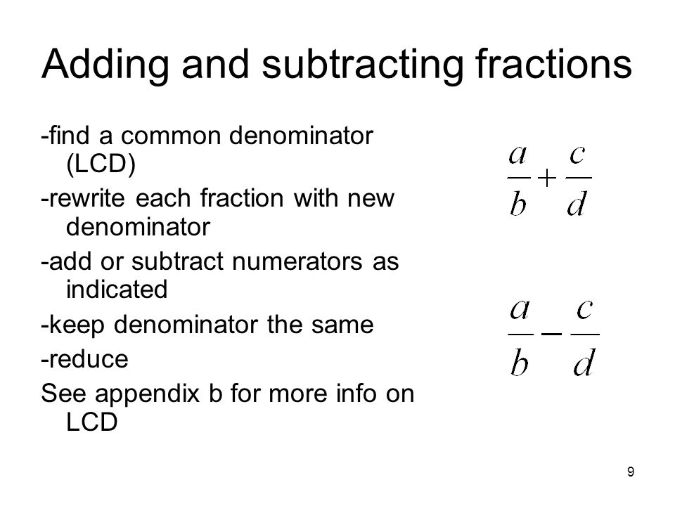 Adding and subtracting fractions