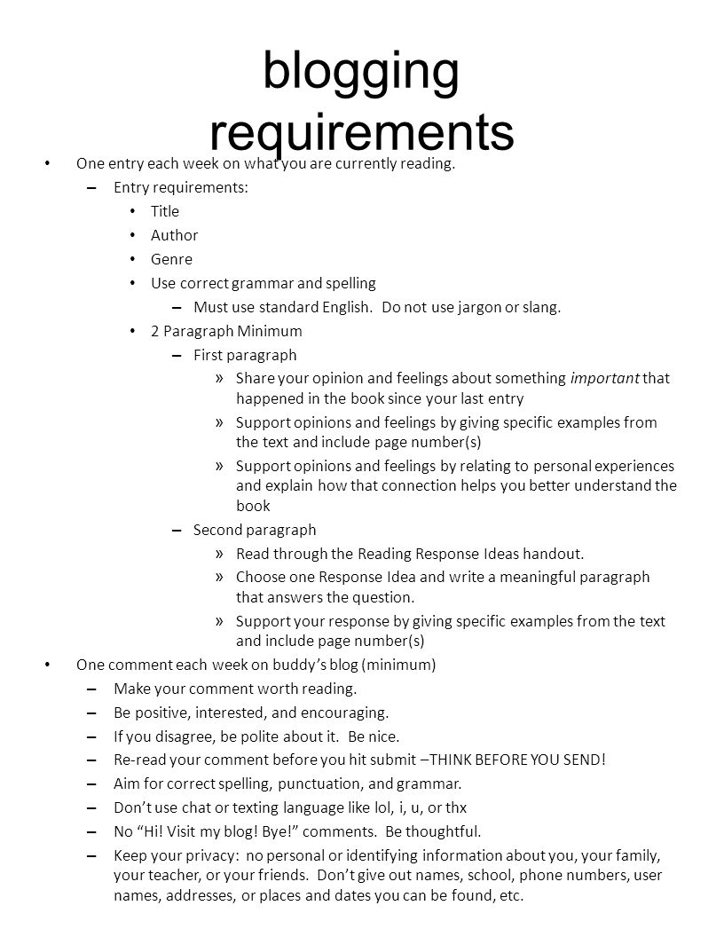 blogging requirements