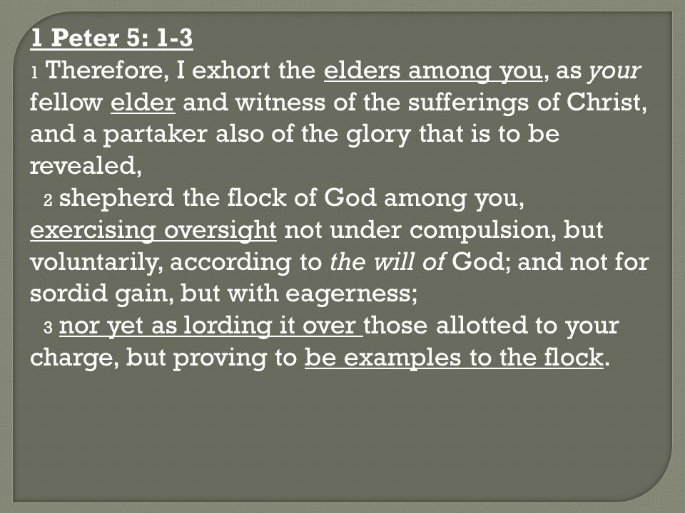1 Peter 5: 1-3