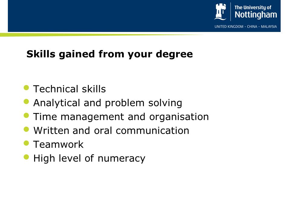 Skills gained from your degree
