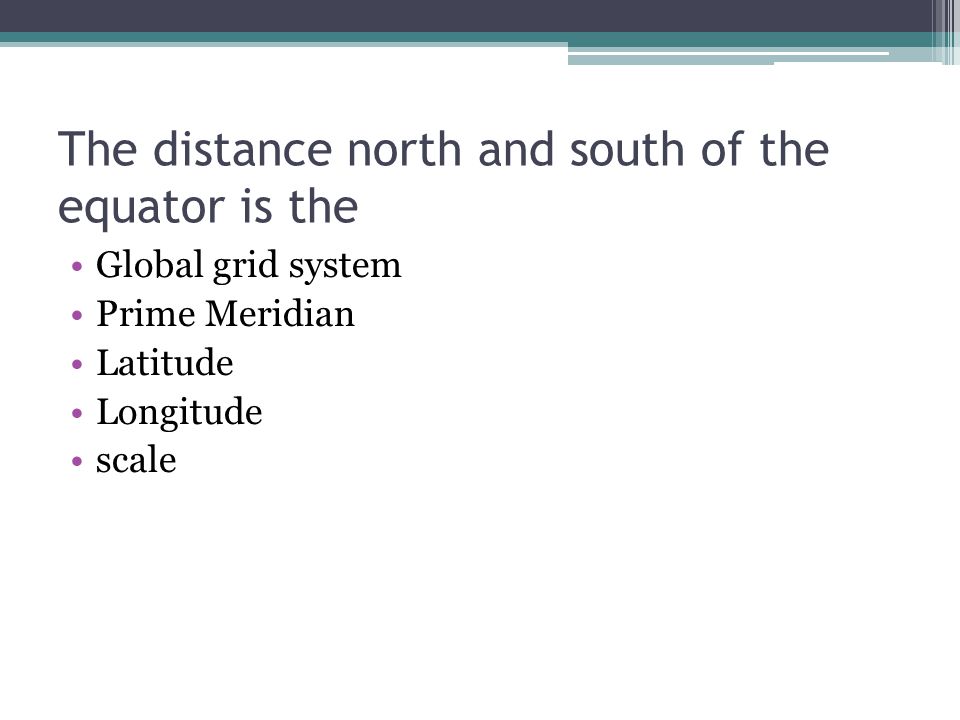 The distance north and south of the equator is the