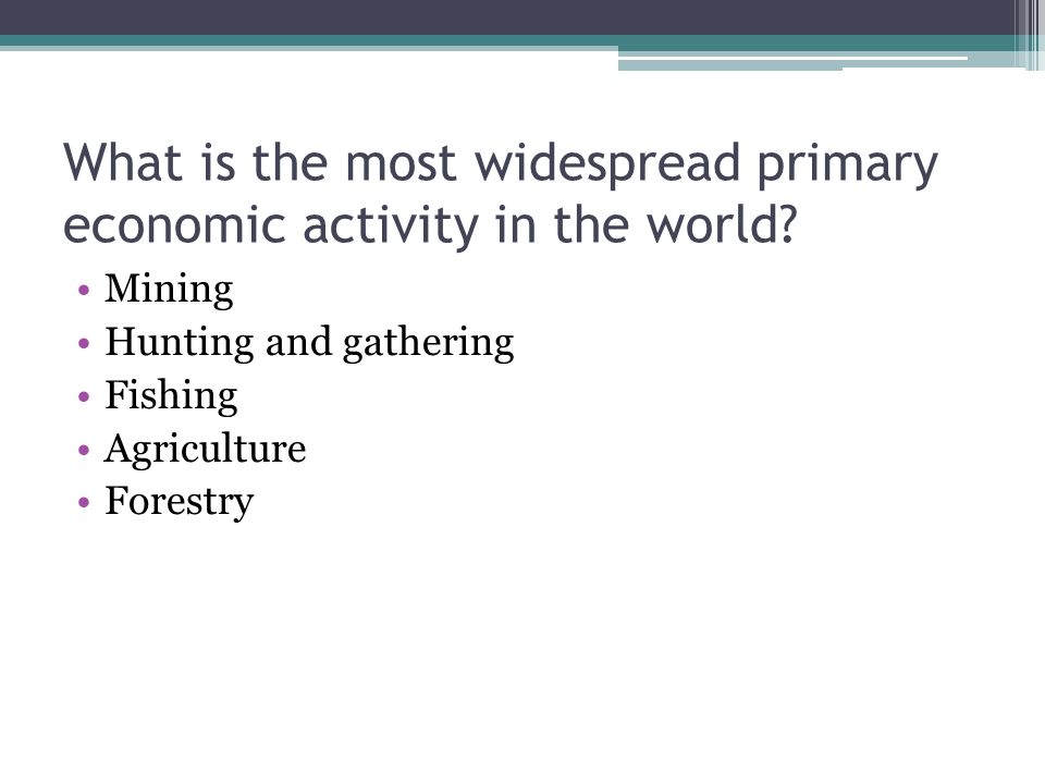 What is the most widespread primary economic activity in the world