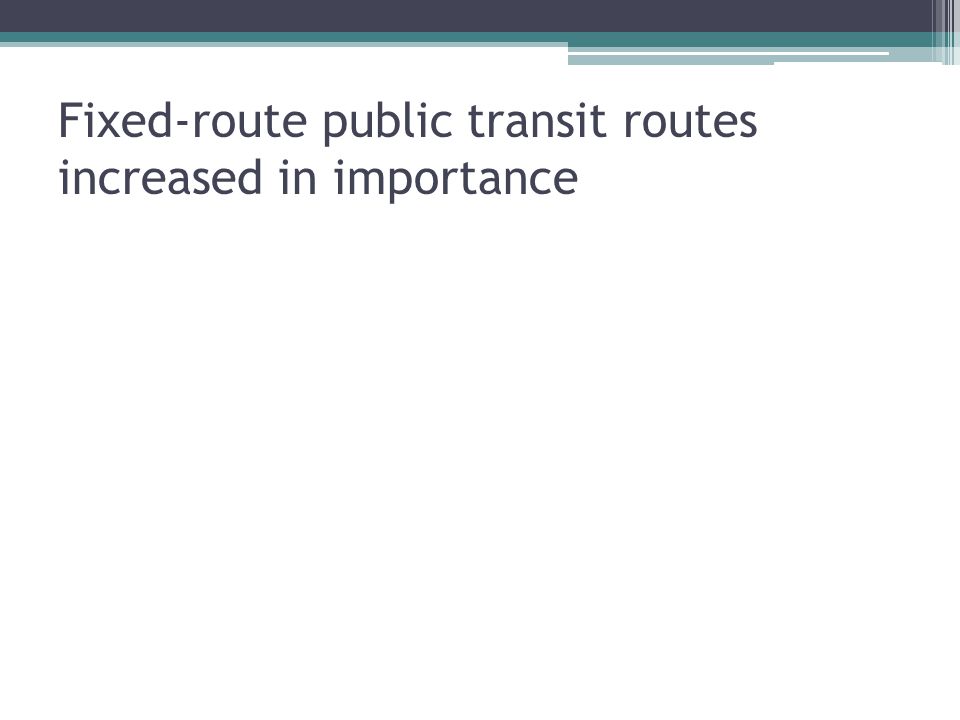 Fixed-route public transit routes increased in importance