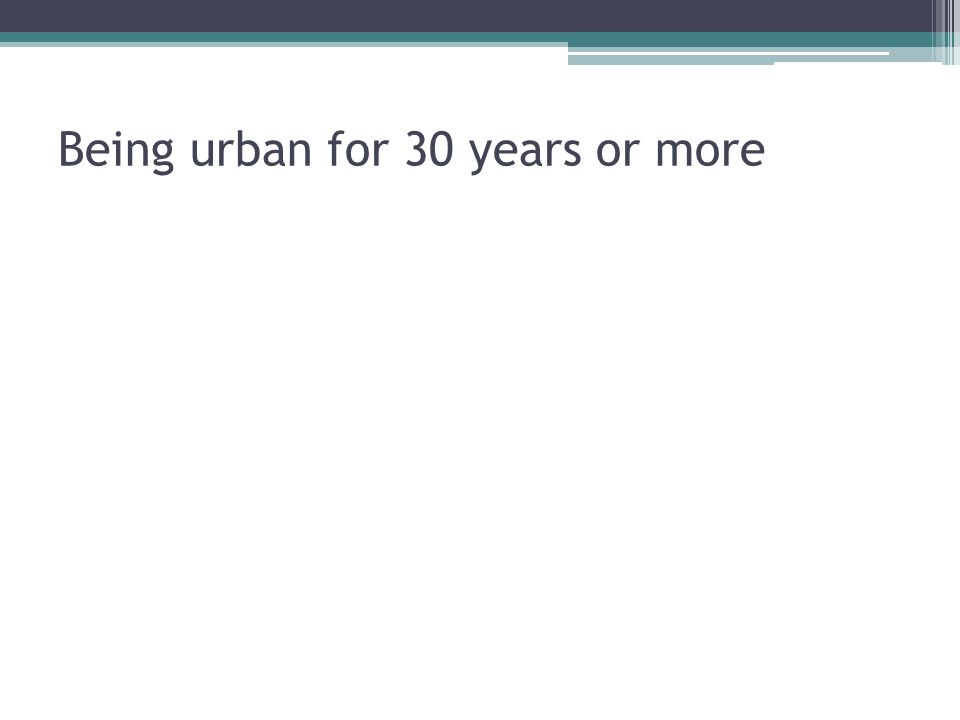 Being urban for 30 years or more