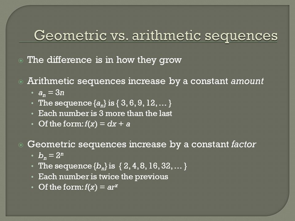Geometric vs. arithmetic sequences