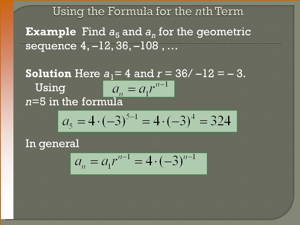 Using the Formula for the nth Term