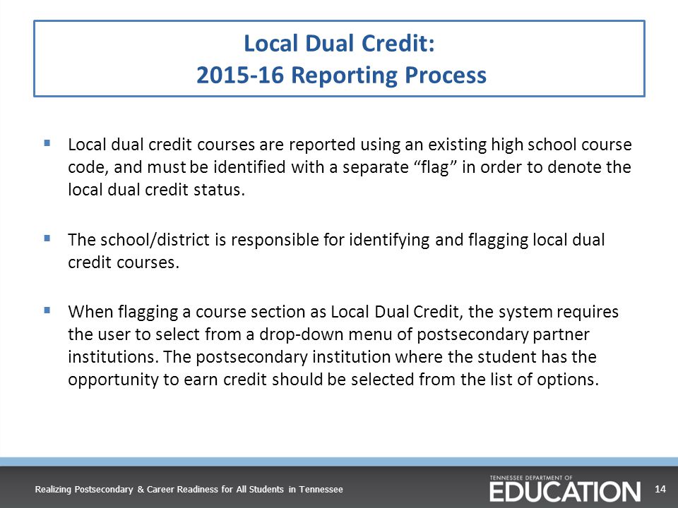 Local Dual Credit: Reporting Process