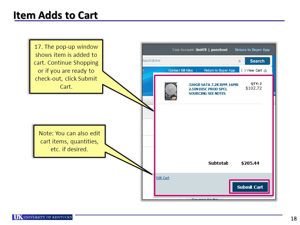 Note: You can also edit cart items, quantities, etc. if desired.