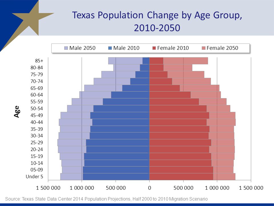 Texas Population Change by Age Group,