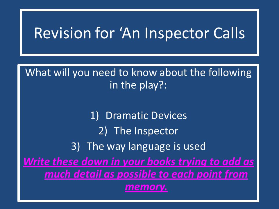 Revision for ‘An Inspector Calls