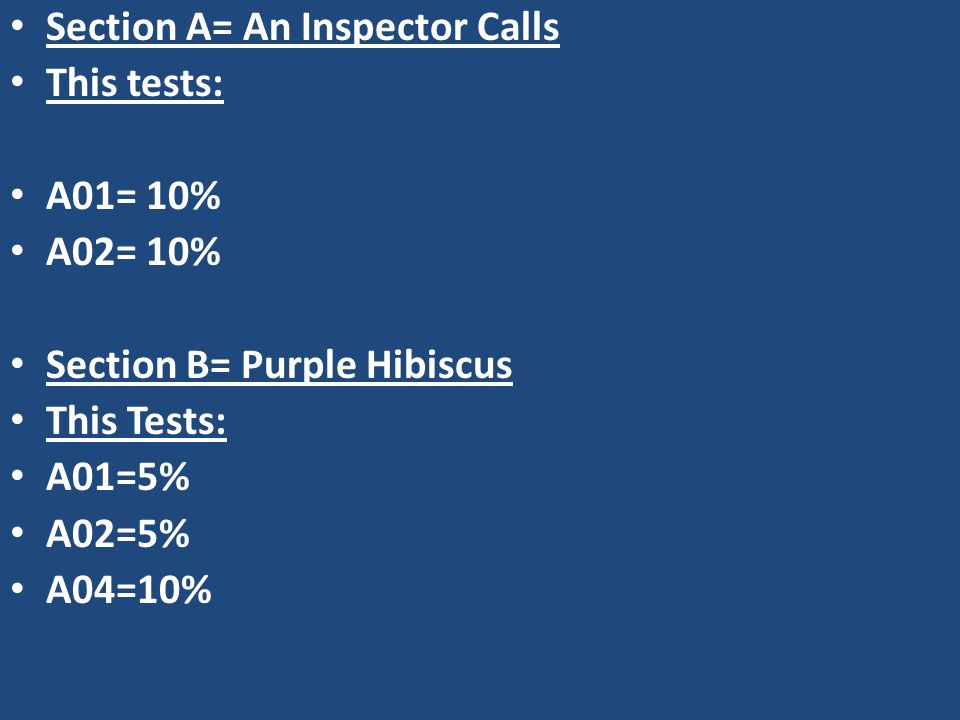 Section A= An Inspector Calls