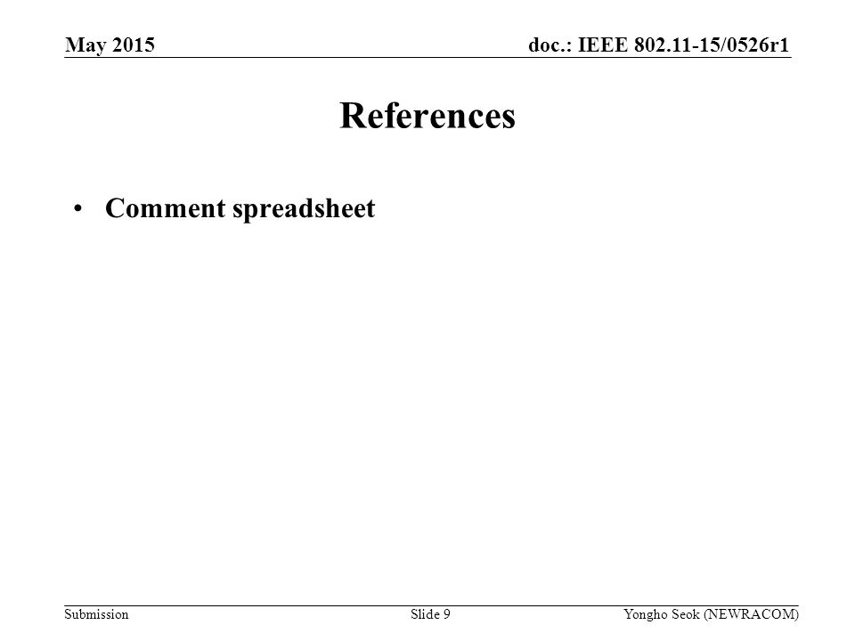 References Comment spreadsheet May 2015 February 2015