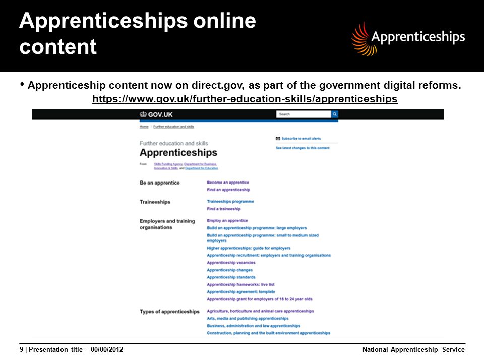 Apprenticeships online content