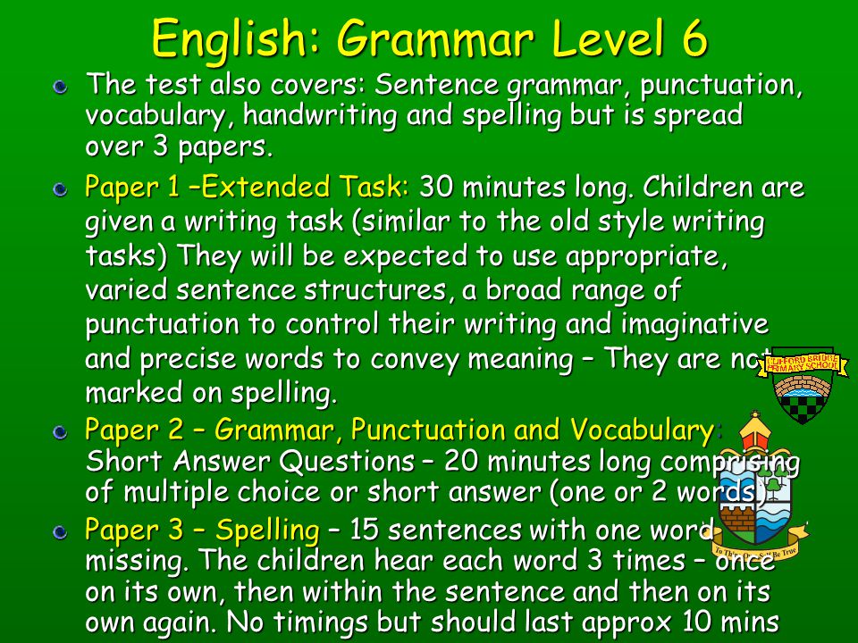 English: Grammar Level 6