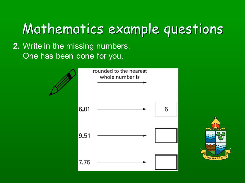Mathematics example questions