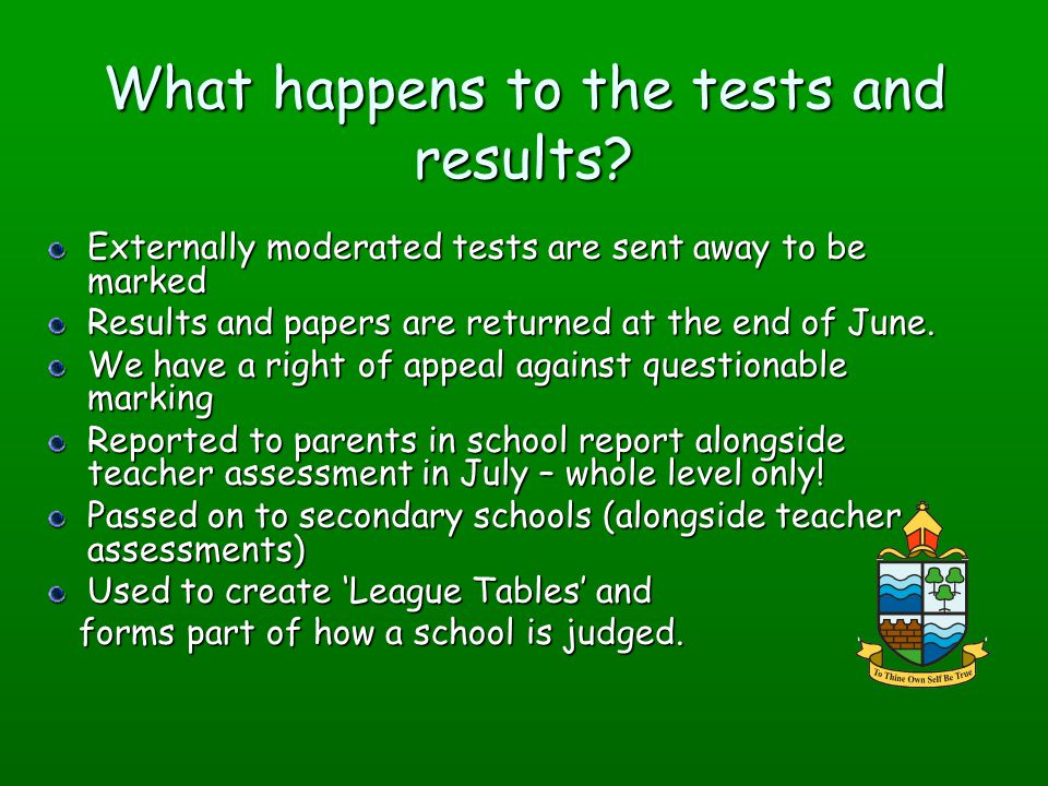What happens to the tests and results