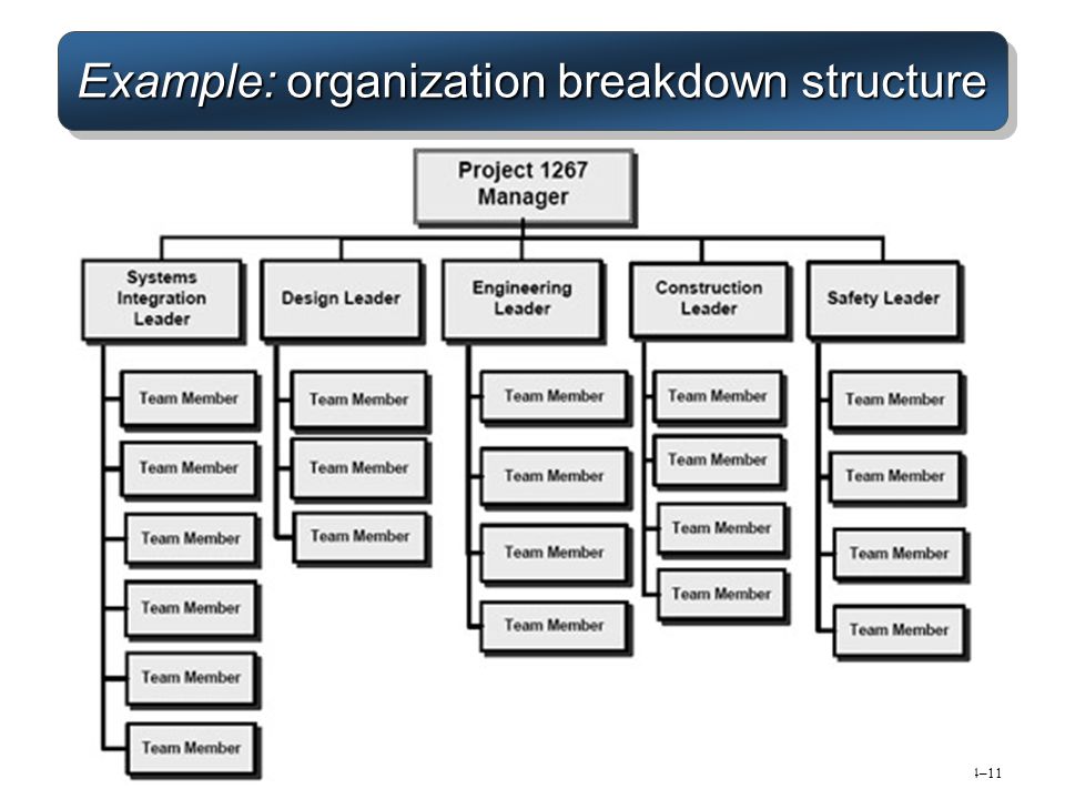 Example: organization breakdown structure