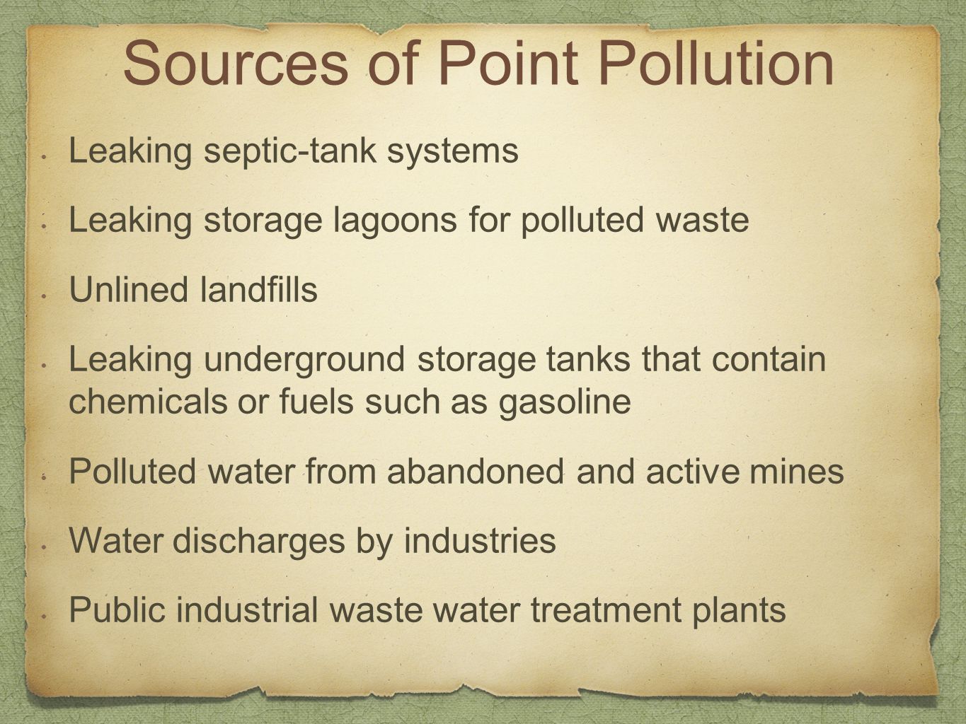Sources of Point Pollution