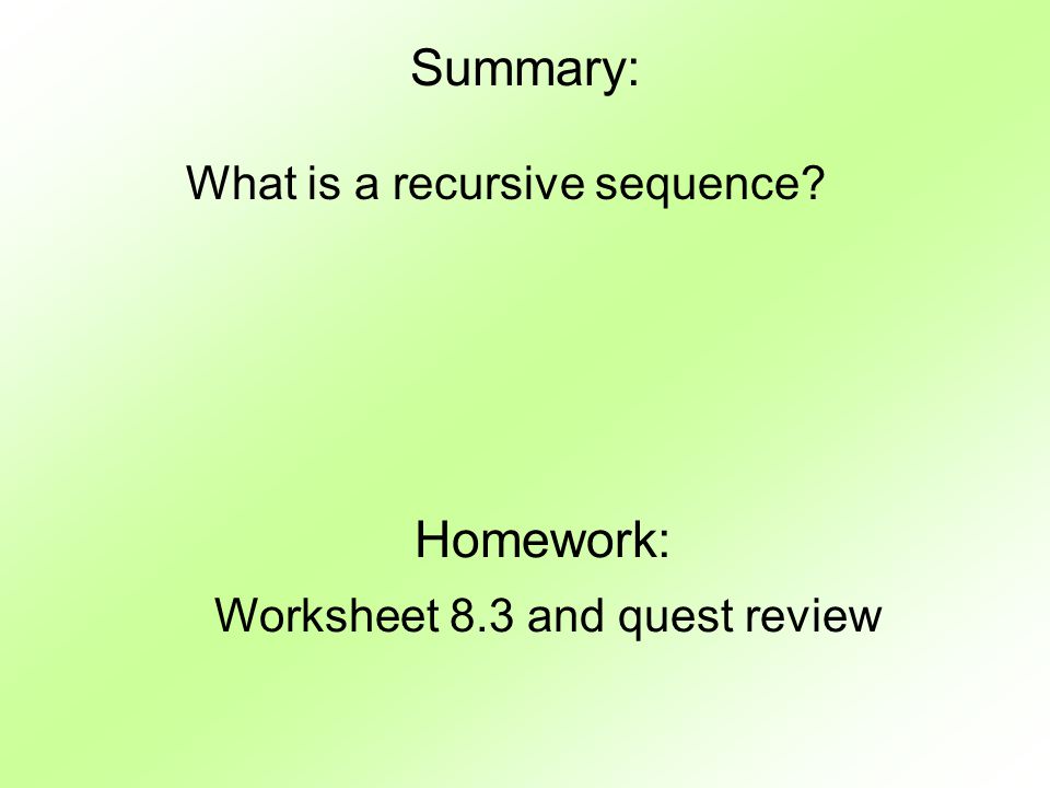 Worksheet 8.3 and quest review