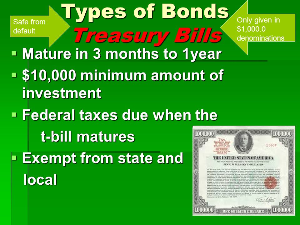 Types of Bonds Treasury Bills