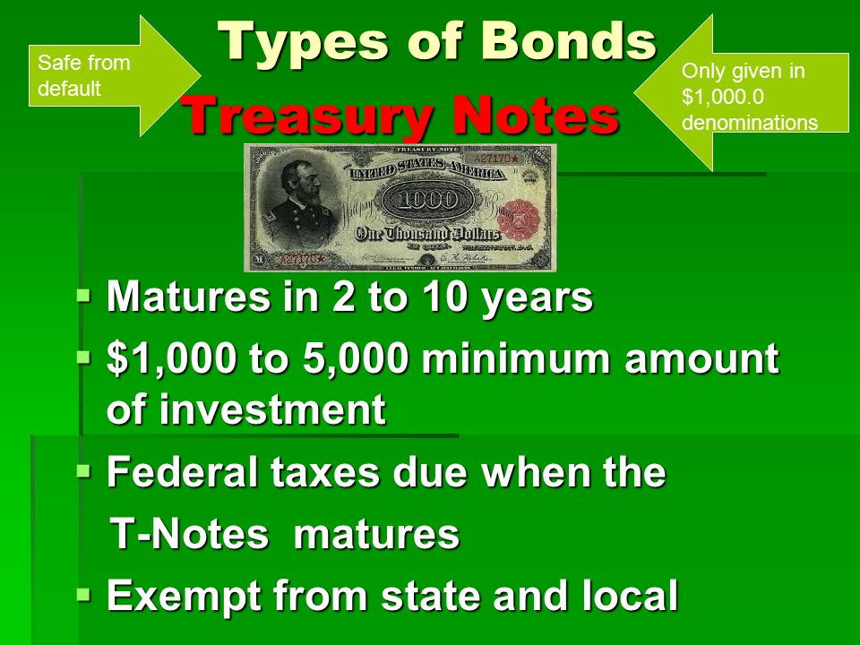 Types of Bonds Treasury Notes
