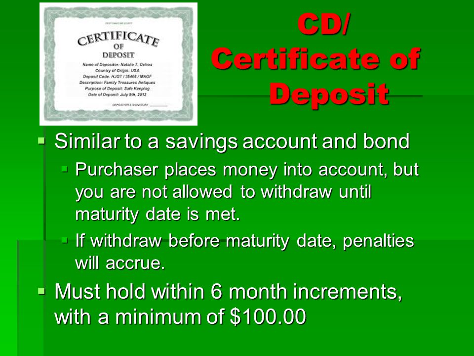 CD/ Certificate of Deposit
