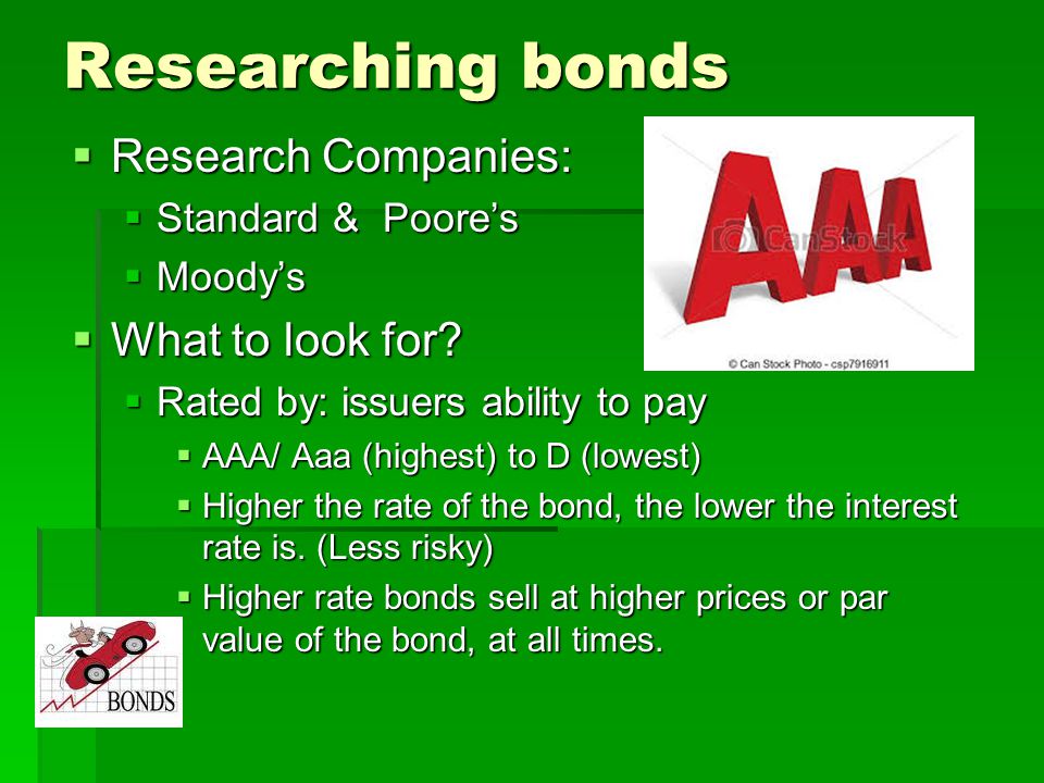 Researching bonds Research Companies: What to look for