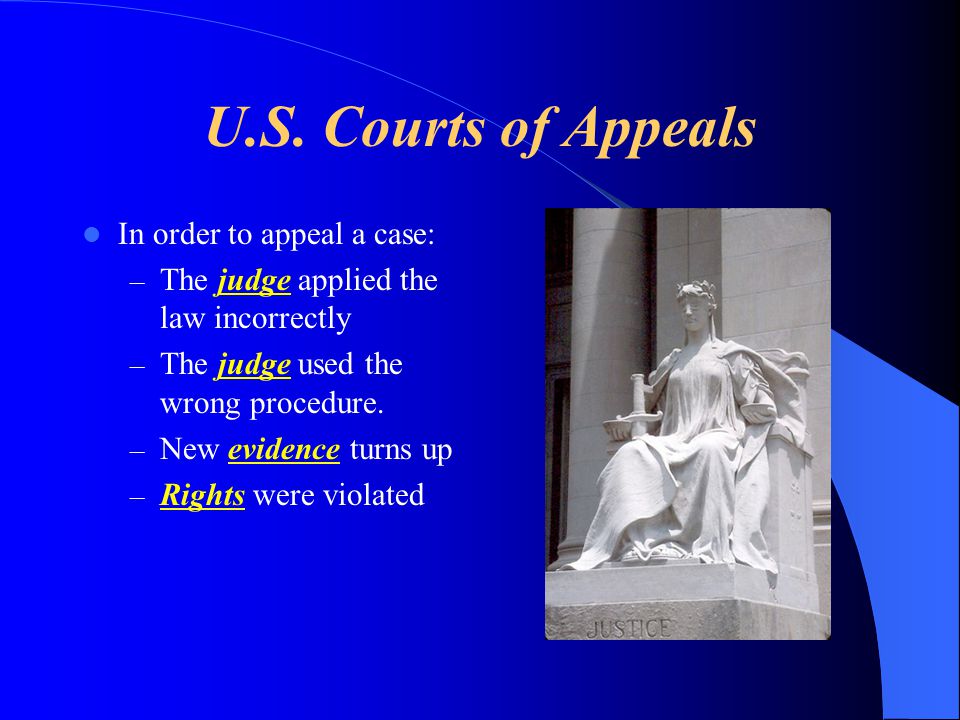 U.S. Courts of Appeals In order to appeal a case: