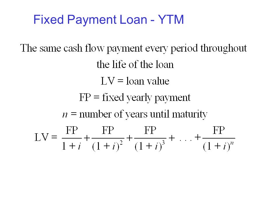 Fixed Payment Loan - YTM