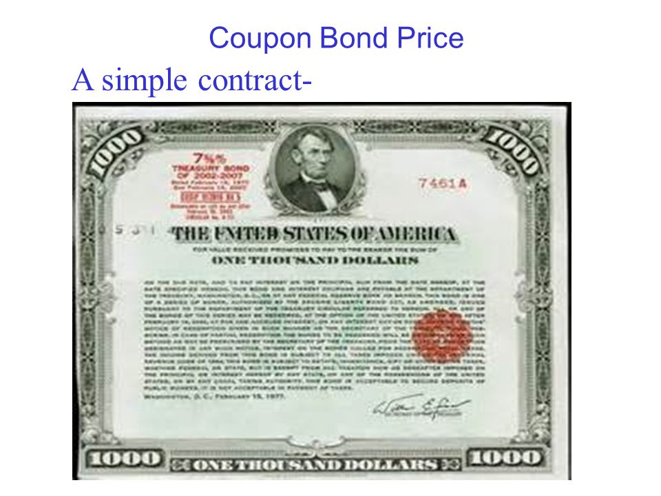 Coupon Bond Price A simple contract-