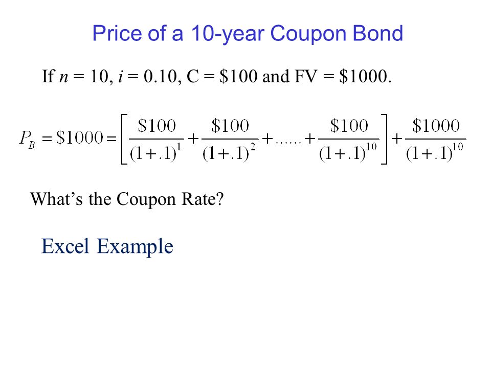 Price of a 10-year Coupon Bond