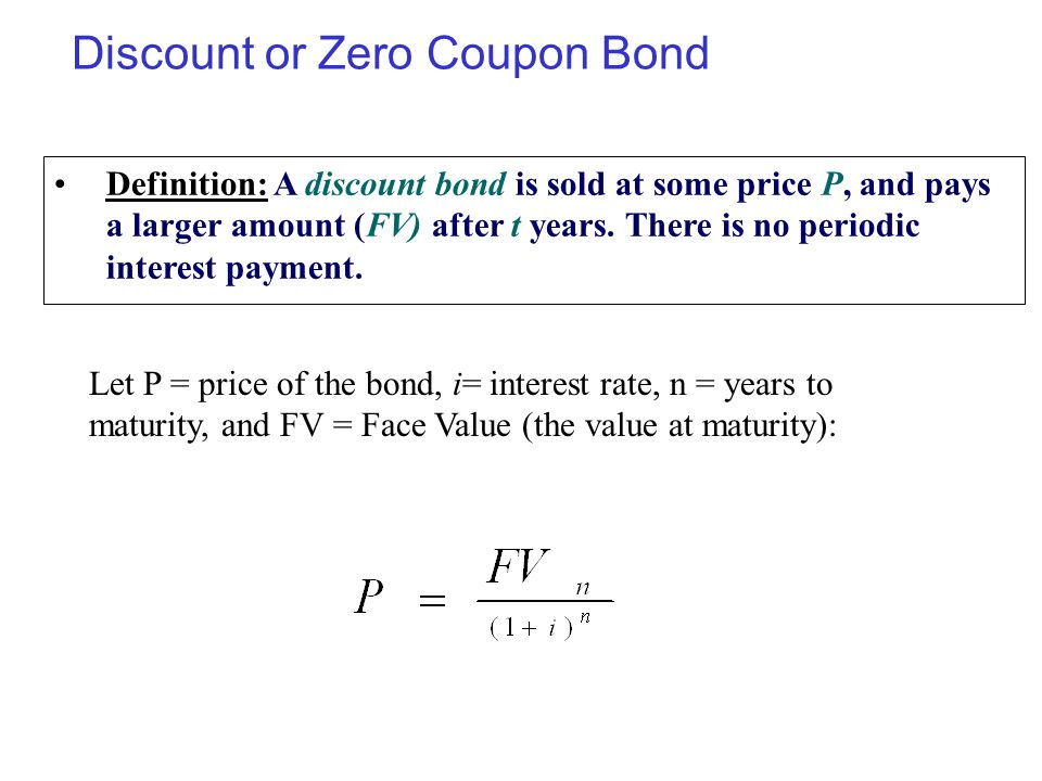 Discount or Zero Coupon Bond
