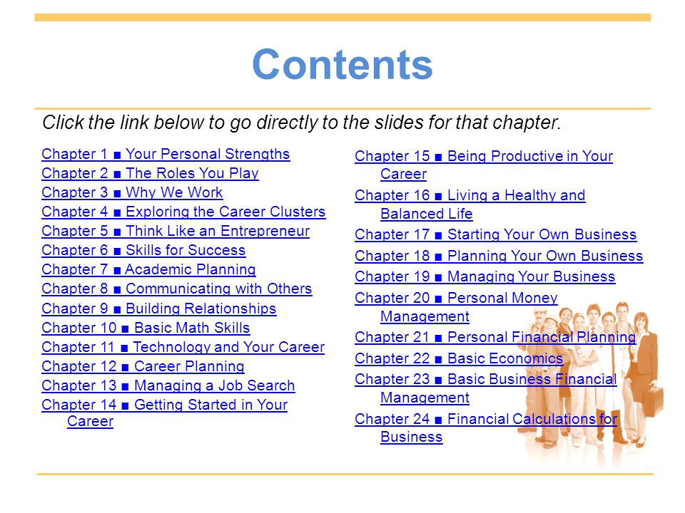 Contents Click the link below to go directly to the slides for that chapter.