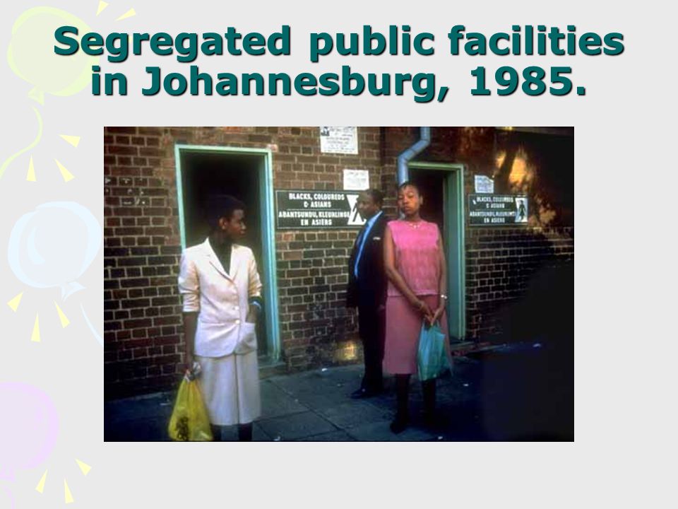 Segregated public facilities in Johannesburg, 1985.