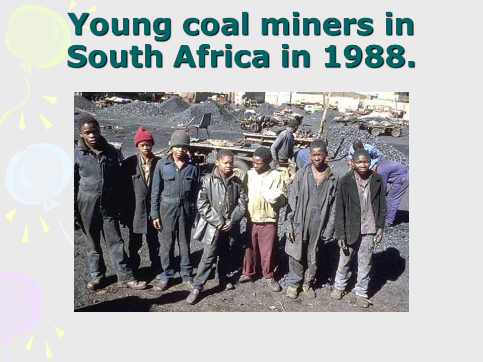 Young coal miners in South Africa in 1988.