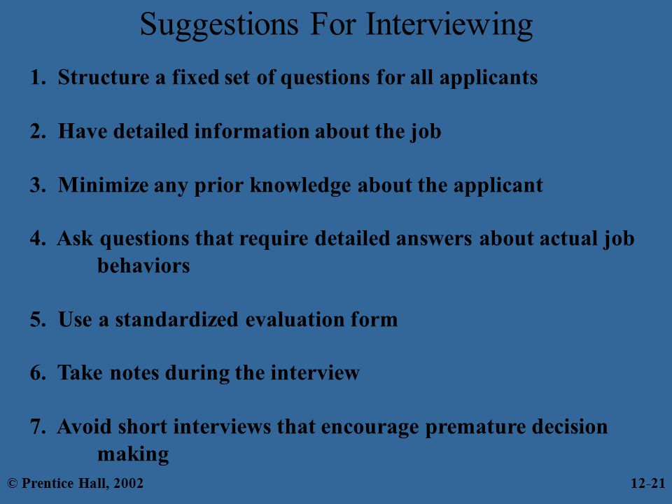 Suggestions For Interviewing