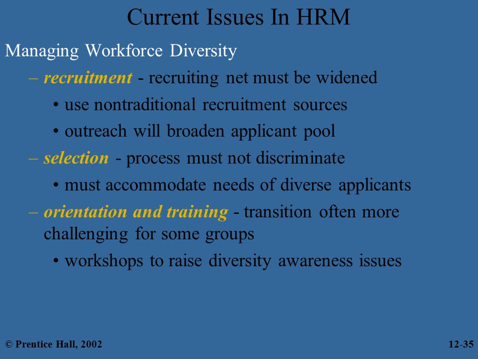 Current Issues In HRM Managing Workforce Diversity