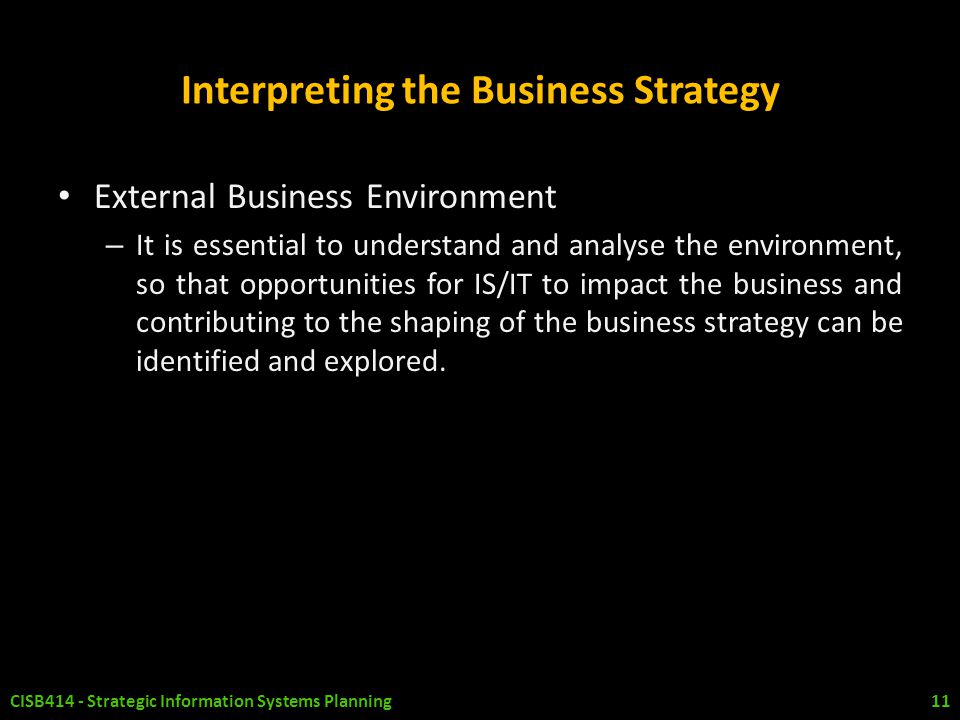 Interpreting the Business Strategy