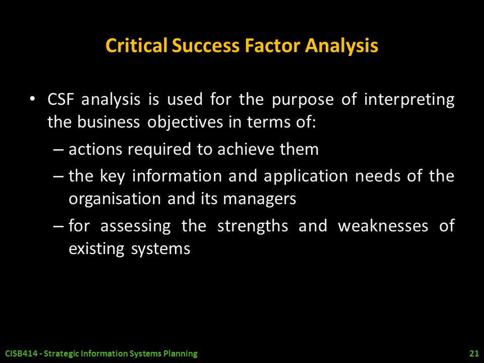 Critical Success Factor Analysis
