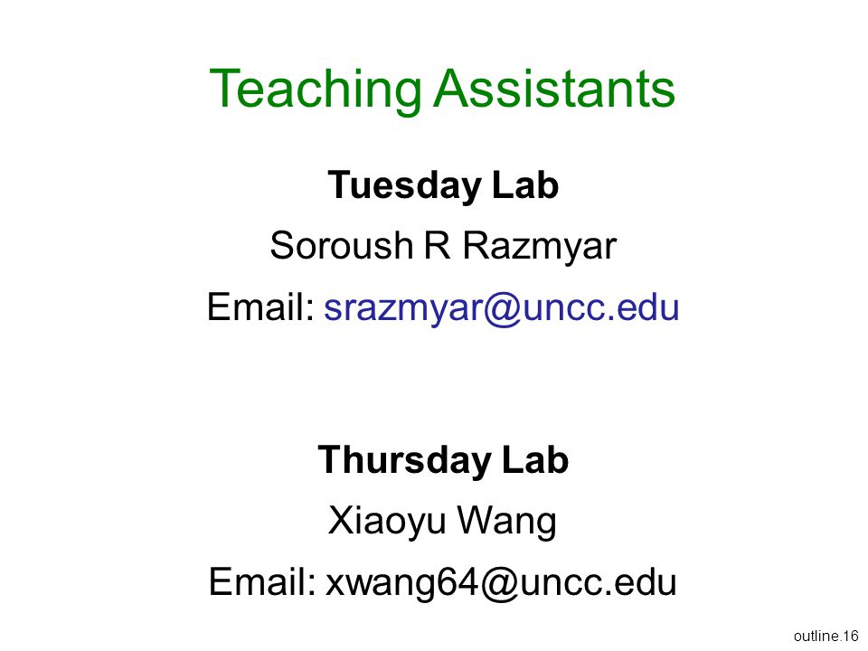 Teaching Assistants Tuesday Lab Soroush R Razmyar