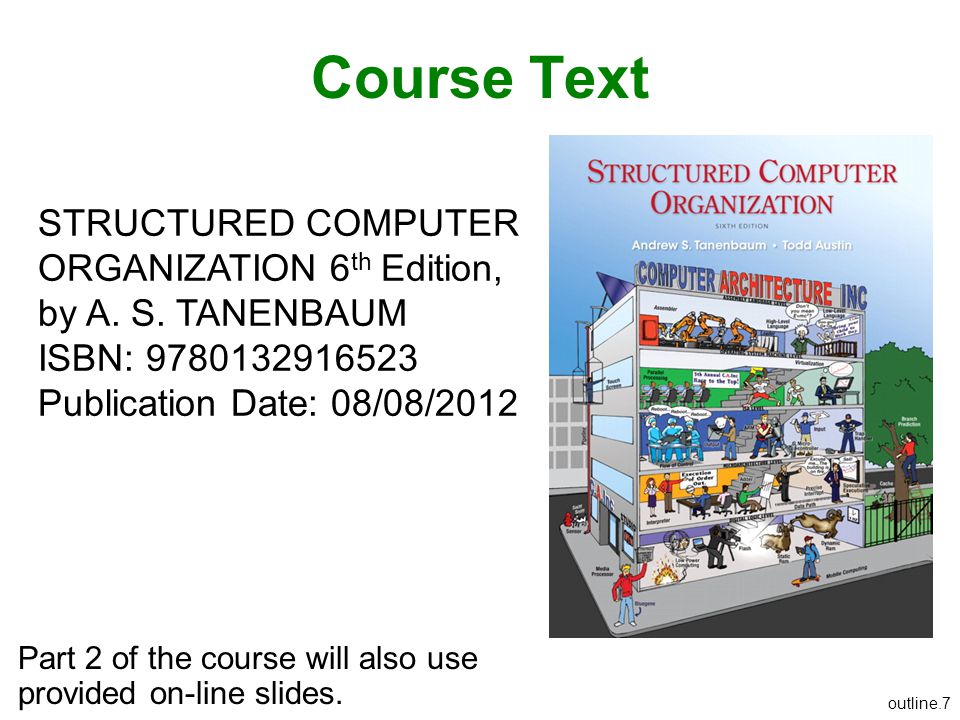 Course Text STRUCTURED COMPUTER ORGANIZATION 6th Edition, by A. S. TANENBAUM. ISBN:
