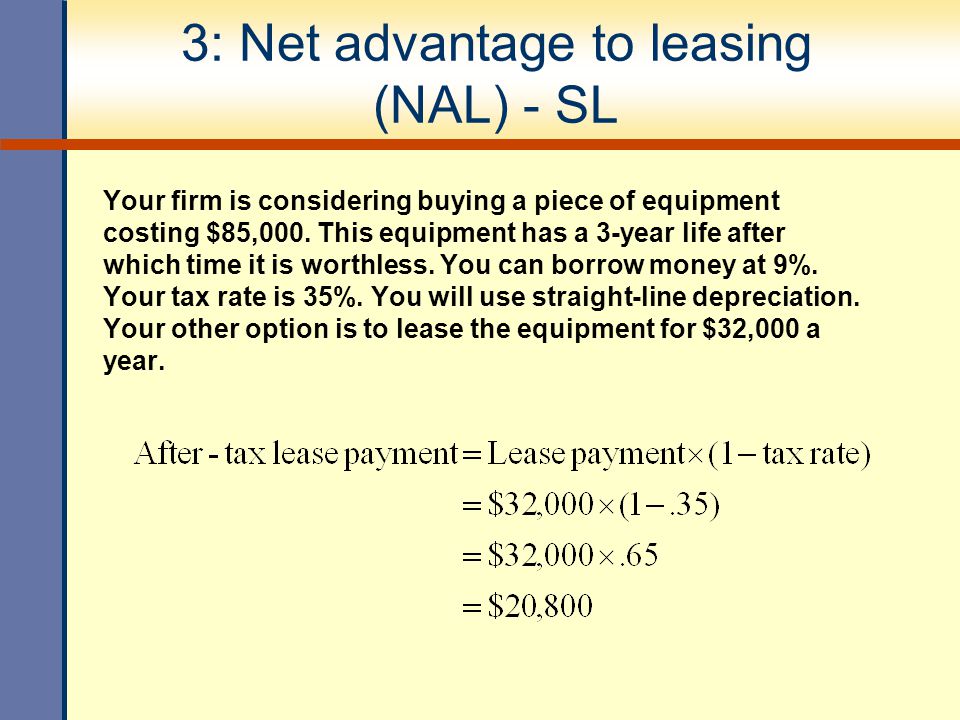 3: Net advantage to leasing (NAL) - SL