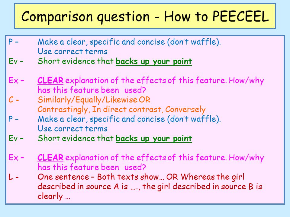 Comparison question - How to PEECEEL