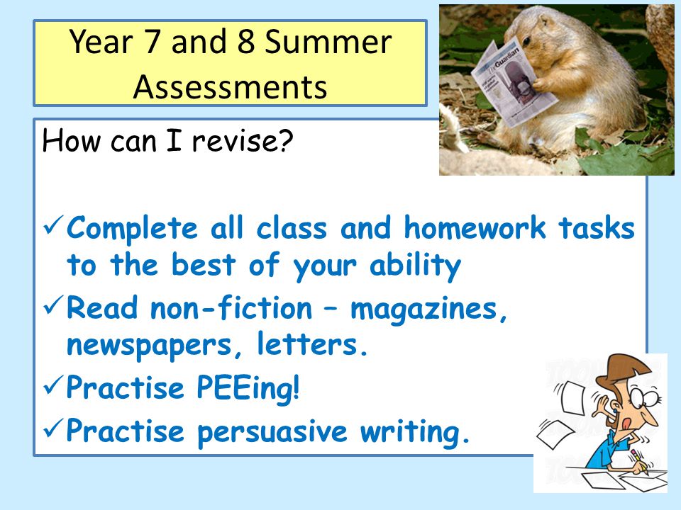 Year 7 and 8 Summer Assessments