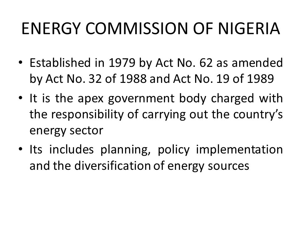 ENERGY COMMISSION OF NIGERIA