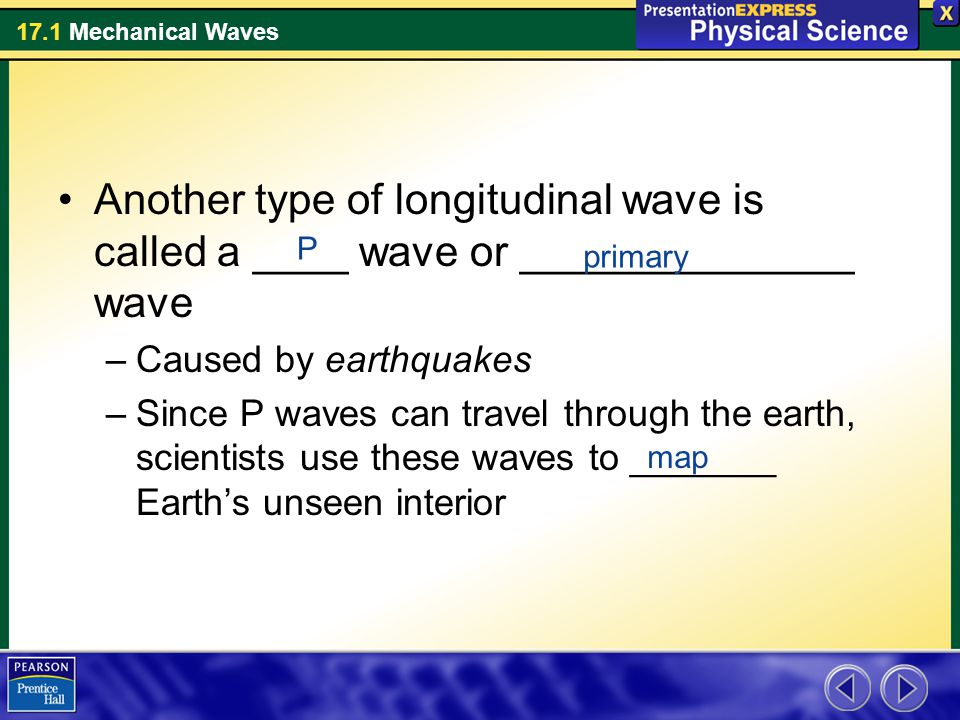 Another type of longitudinal wave is called a ____ wave or ______________ wave