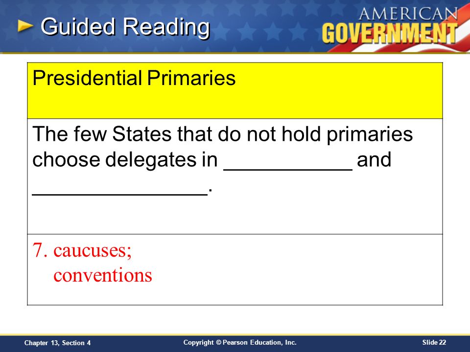 Guided Reading Presidential Primaries