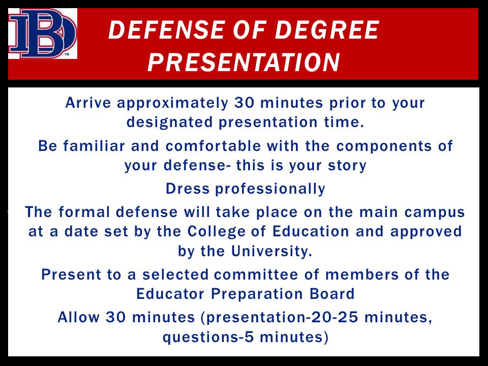 Defense of Degree Presentation