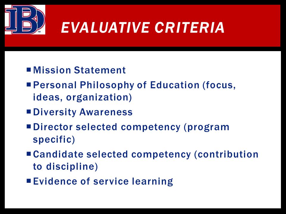 Evaluative Criteria Mission Statement